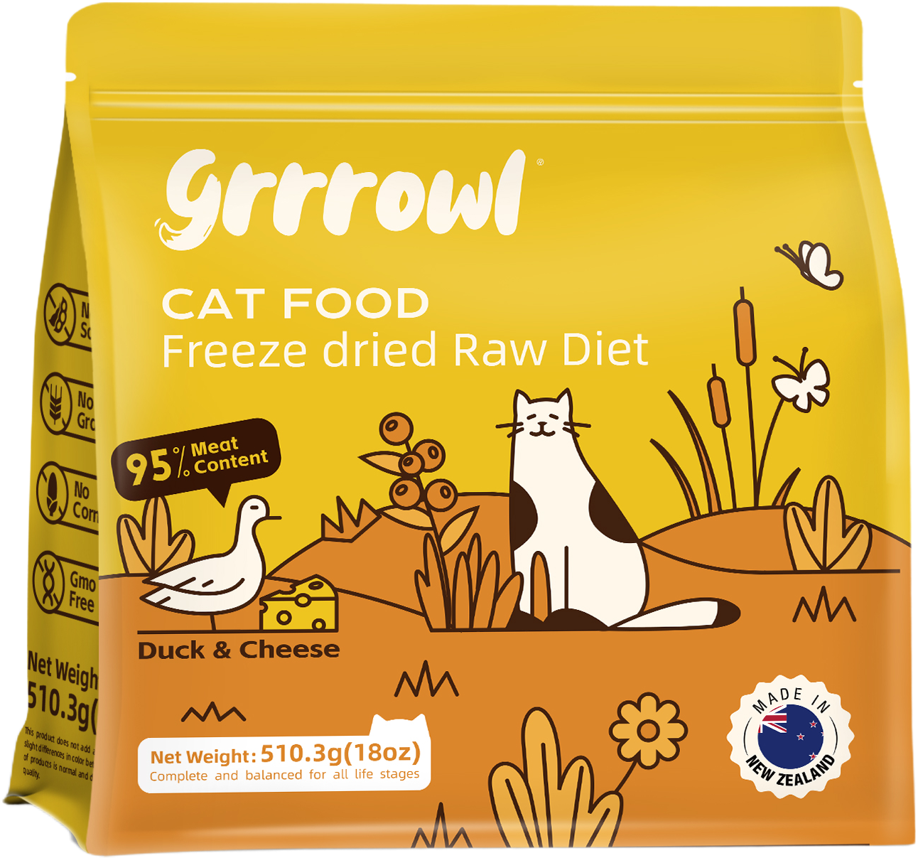Grrrowl Freeze Dried Raw Diet for Cats – Duck & Cheese