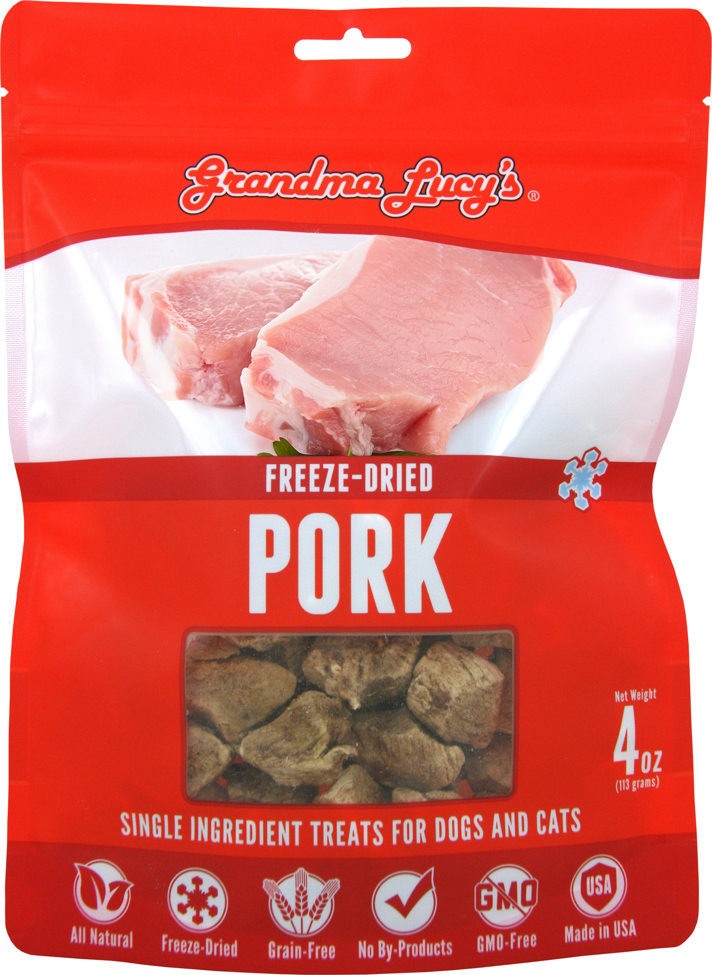 Grandma Lucy's Single treats Pork 4oz - Click Image to Close